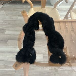 Authentic Rabbit Black Fur Scarf